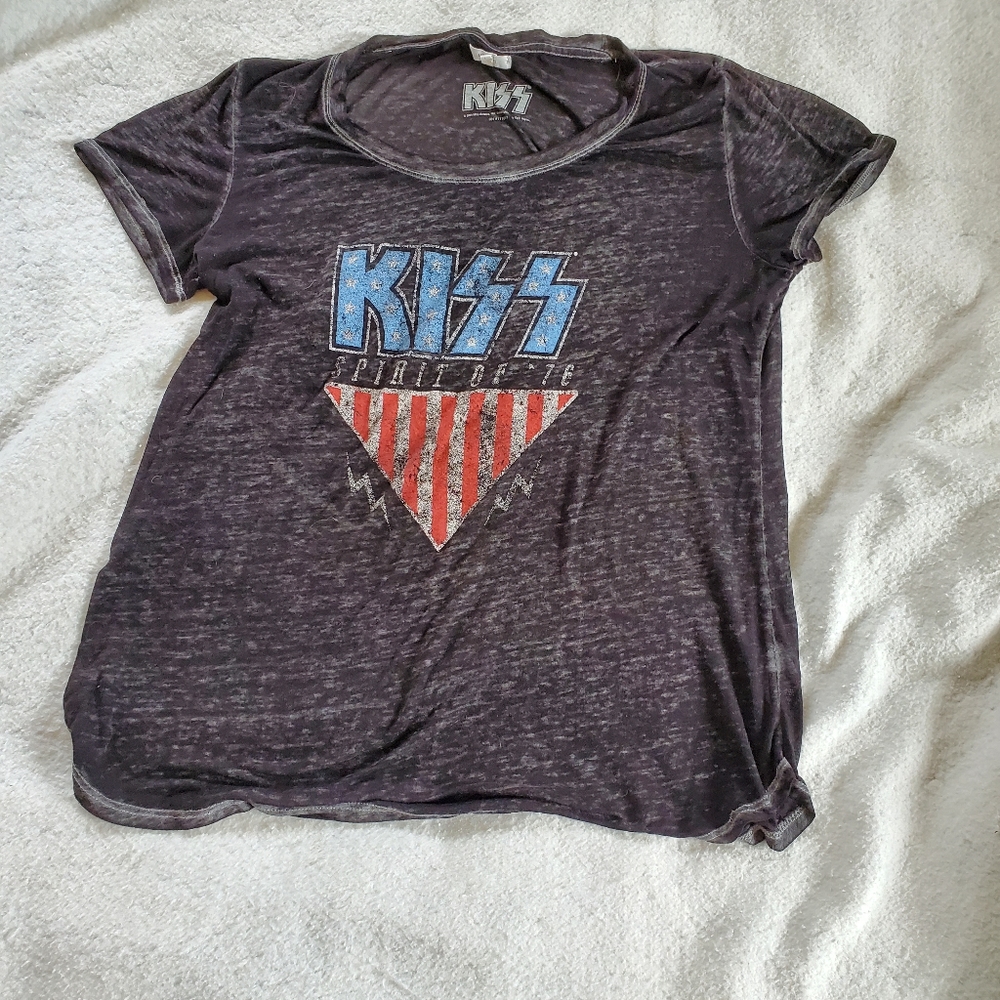 Kiss Spirit Of '76 2019 Distressed T-Shirt, Sz L